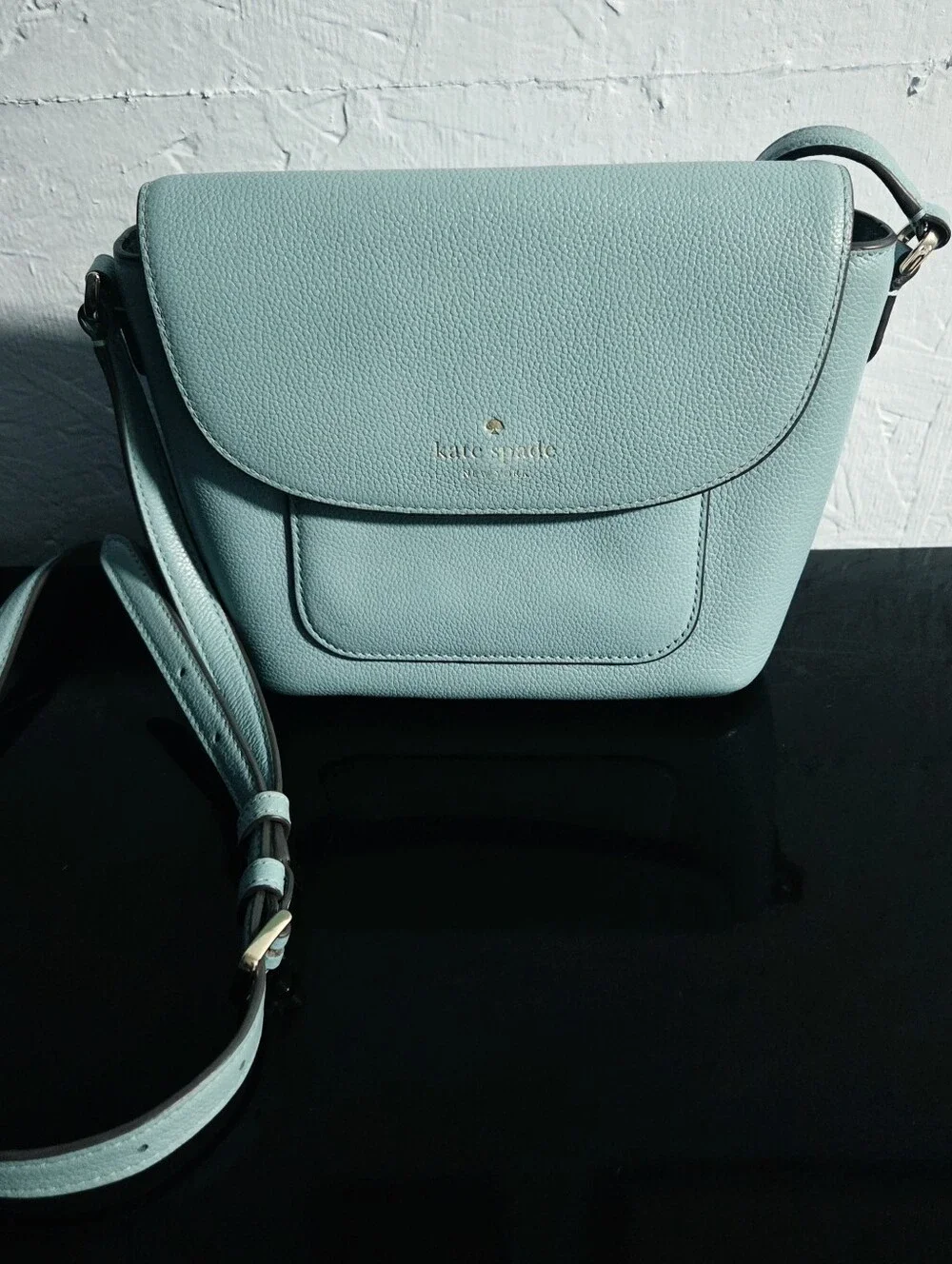 Kate Spade Smoky Blue Elsie Pebbled Leather Crossbody Bag